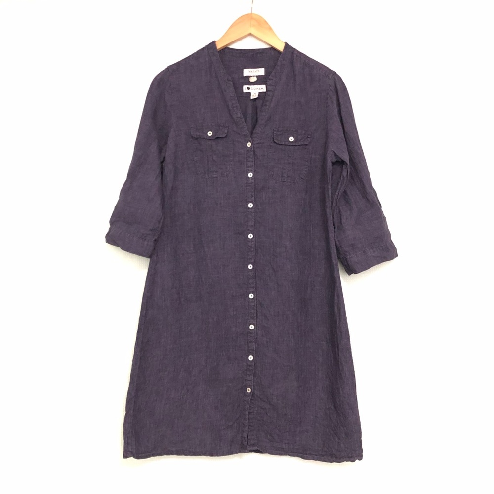 Malvin Hamburg Germany I love Linen Dress 3/4 Sleeve Purple Women's Medium / 8